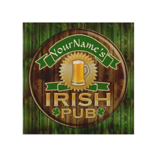 Impression Sur Bois Nom personnalisé Irish Pub Signer la Saint Patrick