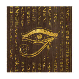 Impression Sur Bois Oeil égyptien d'or de Horus et de hiéroglyphes