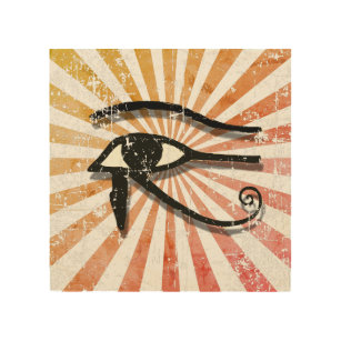 Impression Sur Bois Oeil Perdu De Horus Symbole Égyptien Retro Soleil