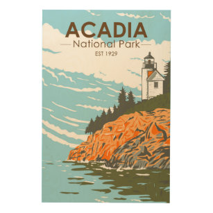 Impression Sur Bois Phare du port de Bar Park National Acadia