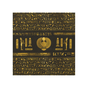 Impression Sur Bois Scarabée égyptien d'or sur le cuir noir