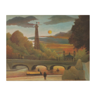 Impression Sur Bois Seine et Tour Eiffel au coucher du soleil par Henr