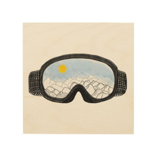 Impression Sur Bois Ski Goggles Mountain View Illustration