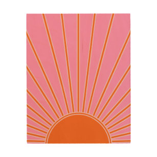 Impression Sur Bois Soleil Lever Rose Et Orange Vintage Boho Sunshine