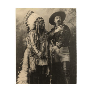 Impression Sur Bois Taureau assis et Buffalo Bill Photographie. 