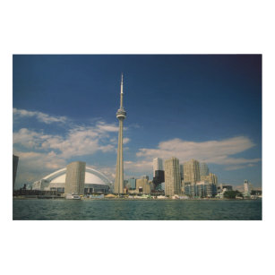 Impression Sur Bois Tour CN et Skydome à Toronto (Ontario)