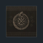 Impression Sur Bois Vegvisir avec Ouroboros et runes<br><div class="desc">Vegvisir avec Ouroboros et runes</div>