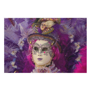 Impression Sur Bois Visage D'Un Costume De Carnaval, Venise