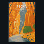 Impression Sur Bois Zion National Park Utah The Narrows Vintage<br><div class="desc">Design d'illustration vectorielle de Sion. Le parc est une réserve naturelle du sud-ouest de l'Utah qui se distingue par les falaises rouges abruptes de Zion Canyon.</div>