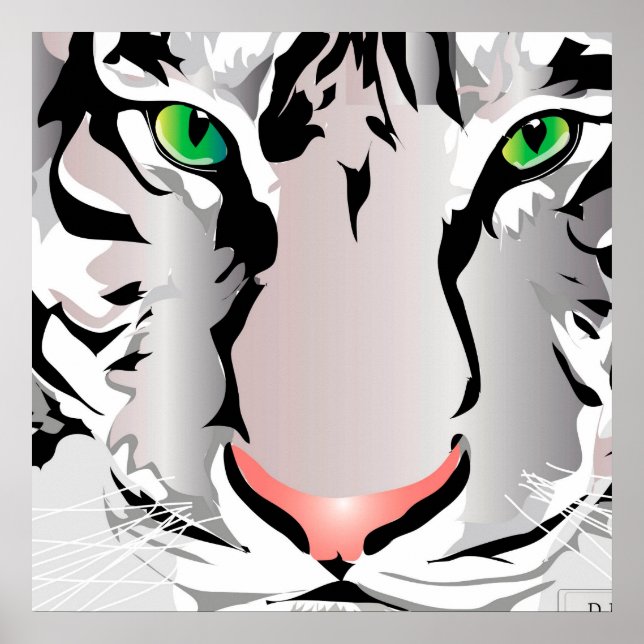IMPRESSION SUR MESURE - TIGRE - BLANC/GRIS (Devant)