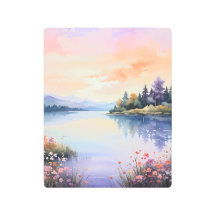 Impression sur métal de lac à l'aquarelle sereine
