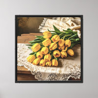 Impression sur toile 40x40 Jaunes Tulipes