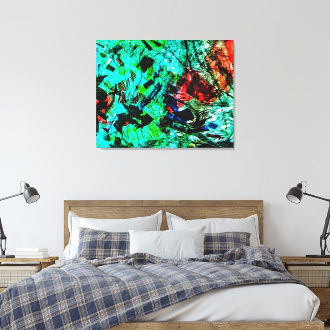 Impression sur toile abstraite bleu vif étirée,Bri (Insitu(Chambre))