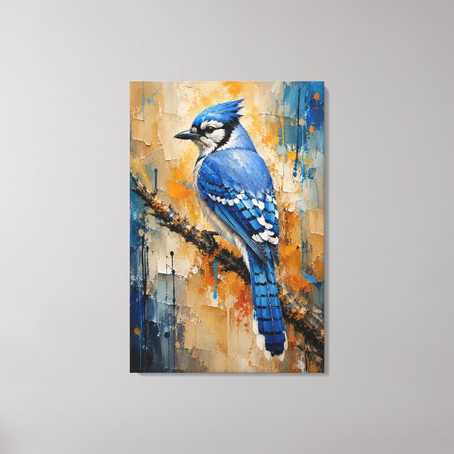 Impression sur toile abstraite de Geai bleu majest (Recto)