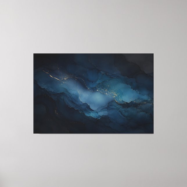 Impression sur toile abstraite Deep Tide Teal Gold (Recto)