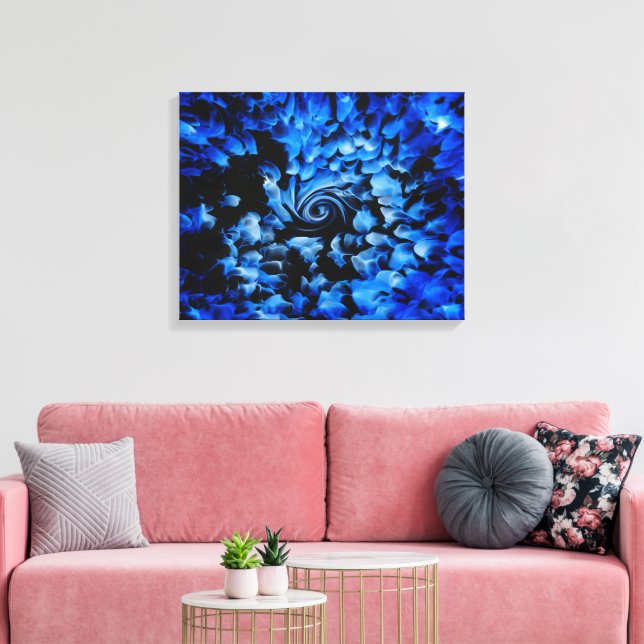 Impression sur toile abstraite en verre noir et bl (Insitu(Salon))