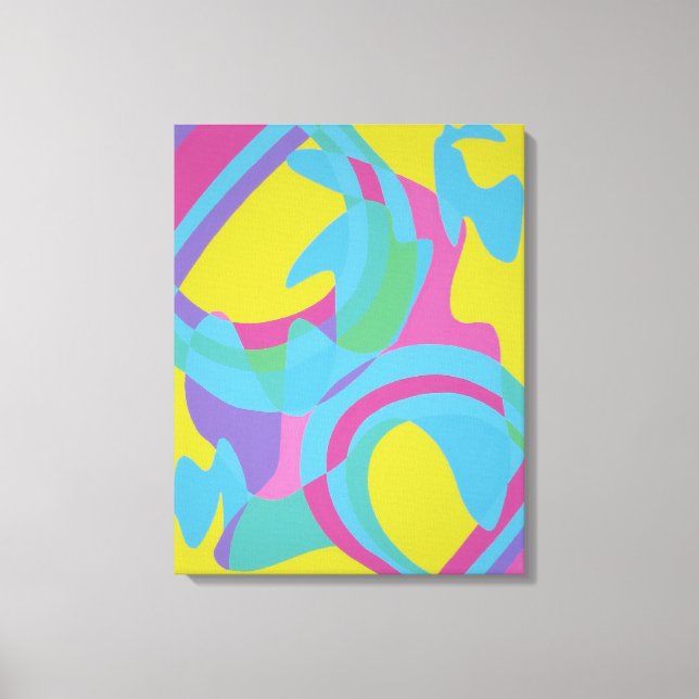 Impression sur toile abstraite jaune et turquoise  (Recto)