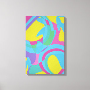 Impression sur toile abstraite jaune et turquoise