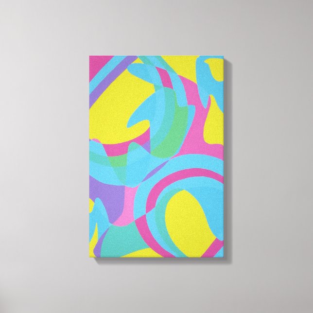 Impression sur toile abstraite jaune et turquoise  (Recto)