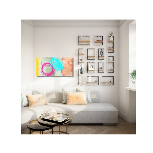 Impression sur toile abstraite moderne bleue rose (Créateur téléchargé)
