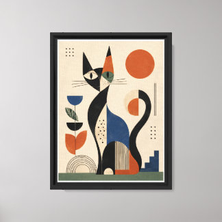 Impression sur toile aquarelle chat & fleur