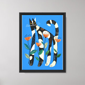 Impression sur toile aquarelle chat & fleur