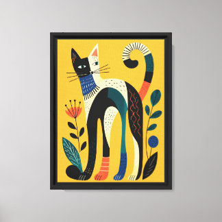 Impression sur toile aquarelle chat & fleur