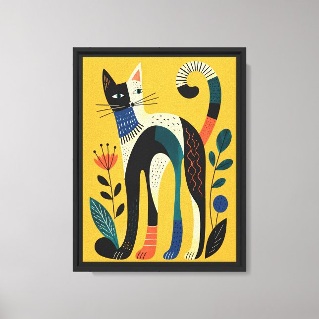 Impression sur toile aquarelle chat & fleur (Recto)