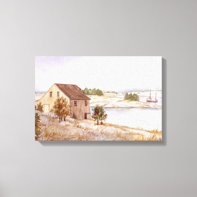 Impression sur toile aquarelle de la maison du pêc (Recto)