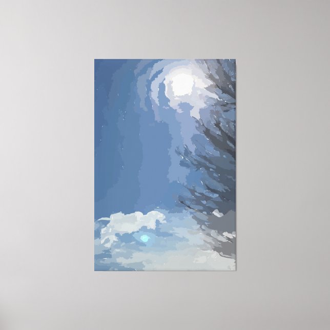 Impression sur toile Arbre bleu soleil (Recto)