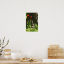 Impression sur toile avec tulipes rouges sur le tr