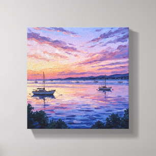 Impression sur toile Bateaux à voile au coucher de