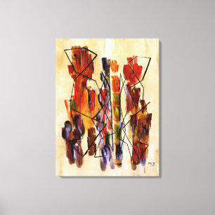 Impression sur toile beige d'un couple ethnique ab