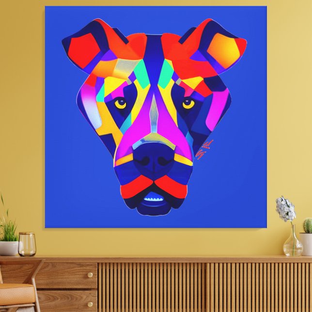 Impression sur toile bleue du chien d'Alexandre (Insitu(Salon))