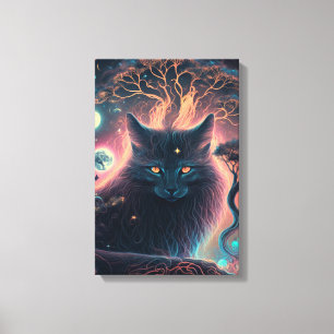 Impression sur toile Chat Noir Mystique Cadeau S