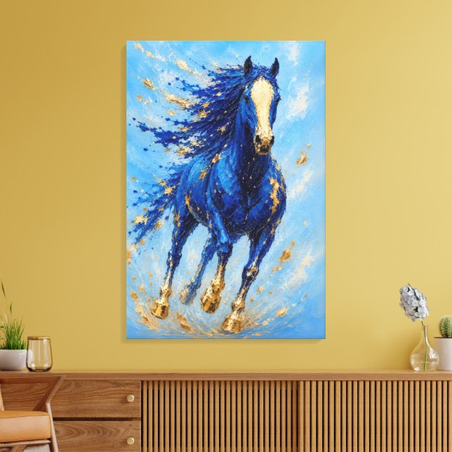 Impression sur toile Cheval Or Bleu Royal (Insitu(Salon))
