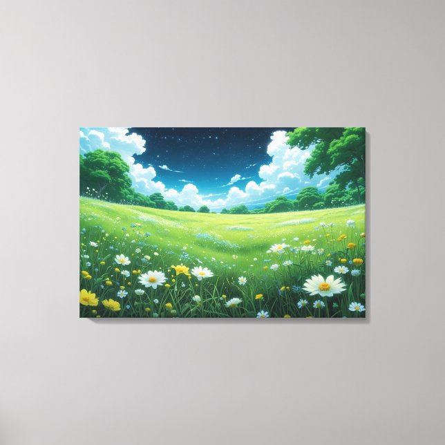 Impression sur toile Ciels de prairie rêveuse (Recto)