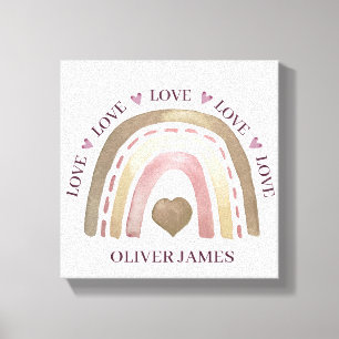 Impression sur toile - Cœurs arc-en-ciel Gold Plum