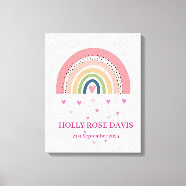 Impression sur toile - Cœurs arc-en-ciel rose (Recto)