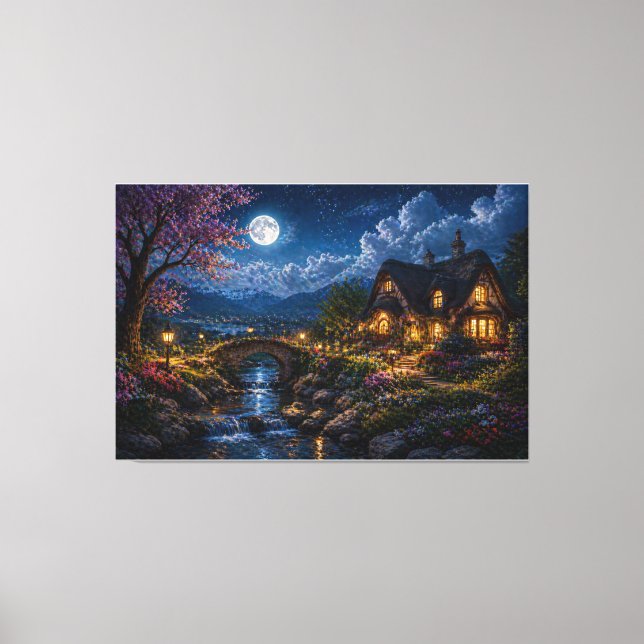 Impression sur toile Cottage Enchanté au Clair de  (Recto)