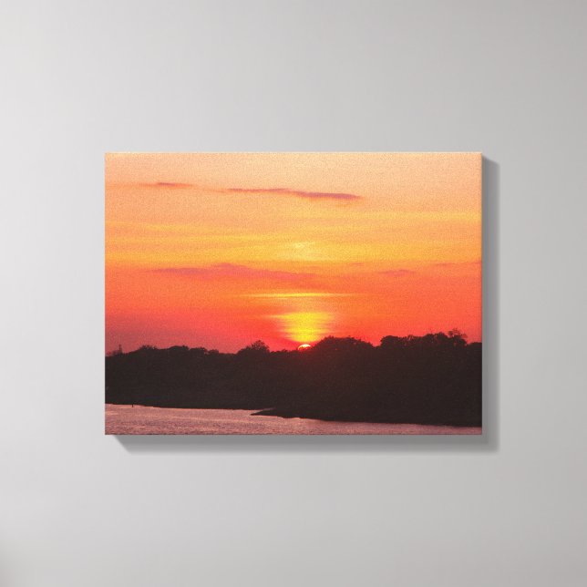 Impression sur toile Coucher de soleil sur la rivi (Recto)
