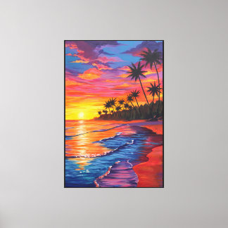 Impression sur toile Coucher de soleil tropical