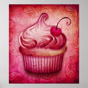 impression sur toile cupcake à motifs paisley rose