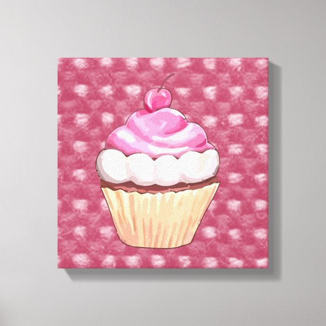 Impression sur toile Cupcake rose adorable (Recto)