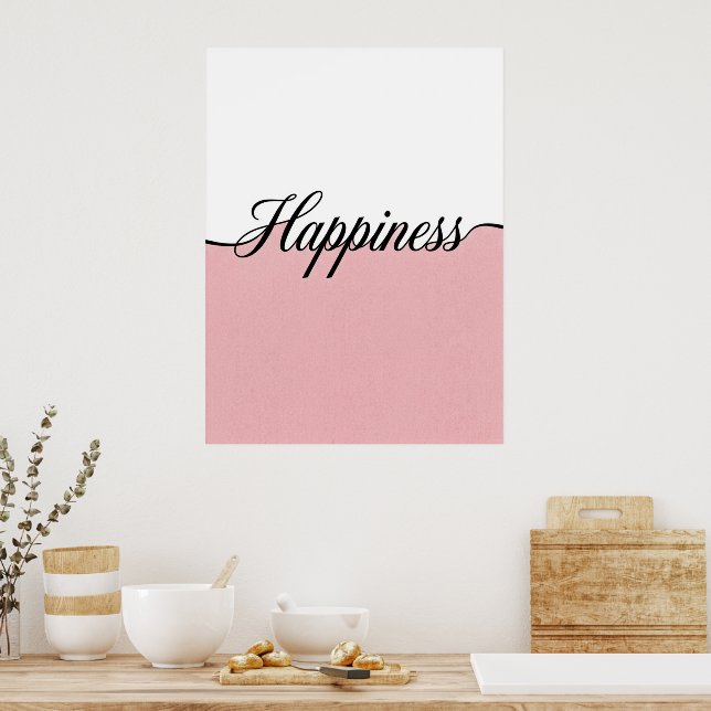 Impression sur toile cursive élégante de bonheur (Cuisine)