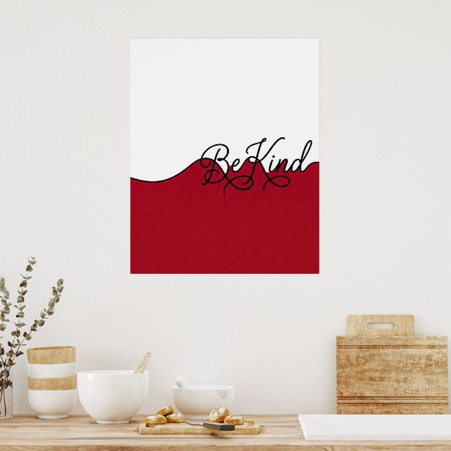 Impression sur toile cursive rouge et blanc Soyez  (Cuisine)