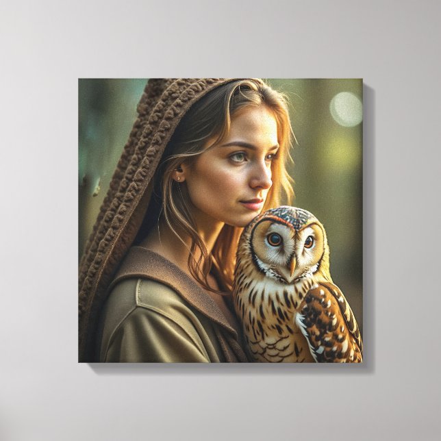 Impression sur toile (Dame et hibou) (Recto)
