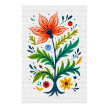 Impression sur toile d'arbre floral d'art populair