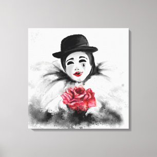 Impression sur toile d'art de clown avec rose