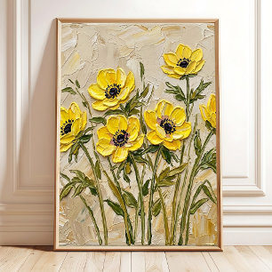 Impression sur toile d'art mural d'anémone moderne